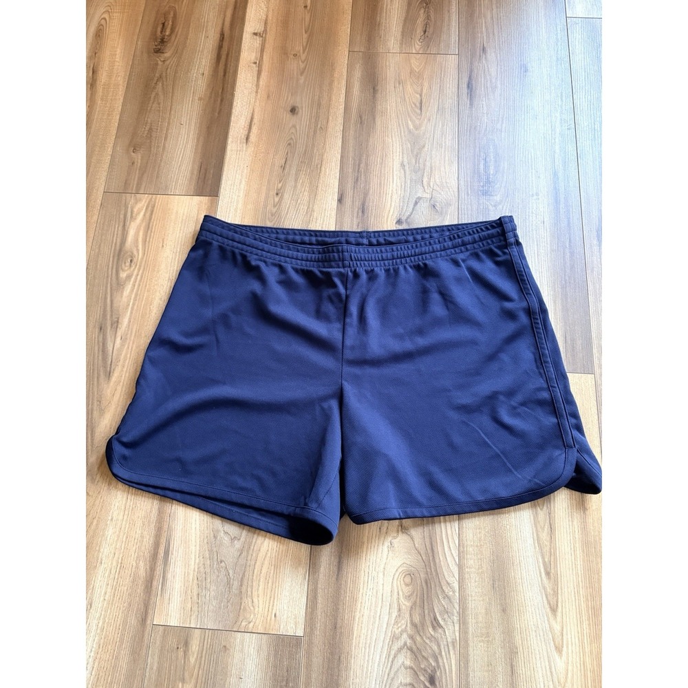 Lands End Athletic Shorts Women's Large 14-16 Navy Blue Drawstring Running
